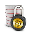 3d database with padlock security concept