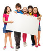 Photo: Five kids showing blank board Five kids showing blank board