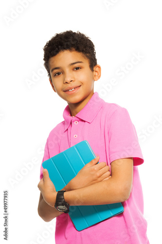 Photo: Happy black boy with tablet computer Happy black boy with tablet computer