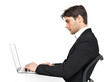 office worker with  laptop sitting on the table
