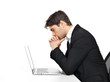 office worker with  laptop sitting on the table