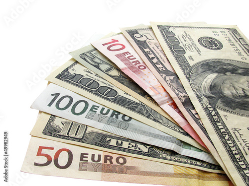 Photo: euro and dollars euro and dollars