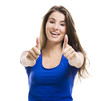 Young woman with thumbs up
