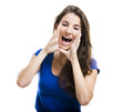 Beautiful woman shouting