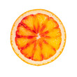 Slice of blood orange on white background