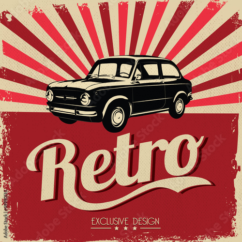 Vector: Vintage car design flyer - Grungy style vector design Vintage car design flyer - Grungy style vector design
