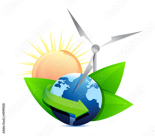 Illustration: Renewal energy globe concept Renewal energy globe concept
