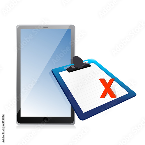 Photo: tablet and clipboard with xmark tablet and clipboard with xmark
