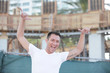 Stock image of a joyous man