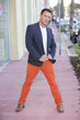 Stock image of a man posing on the street