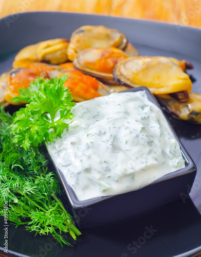 Photo: mussels with sauce mussels with sauce