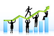 business people walking on bar graph