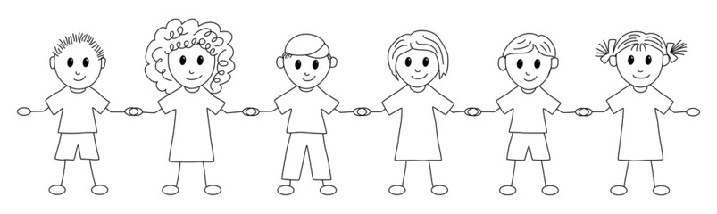 Vektor children in a row to paint