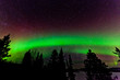 Green glow of Northern Lights or Aurora borealis