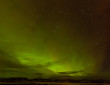 Green glow of Northern Lights or Aurora borealis