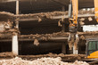 Destruction of concrete building with equipment