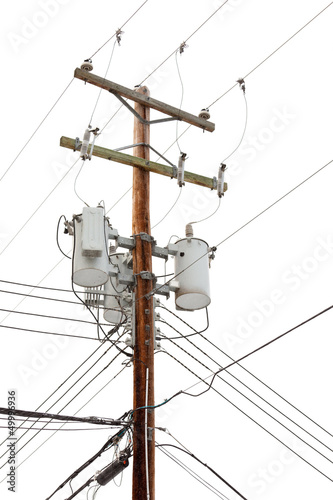 Photo: Utility pole with power cables and transformers Utility pole with power cables and transformers