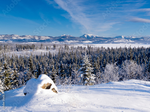 Photo: Scenic winter at frozen Lake Laberge Yukon Canada Scenic winter at frozen Lake Laberge Yukon Canada