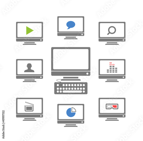 Vector: Modern monitors with different icons Modern monitors with different icons
