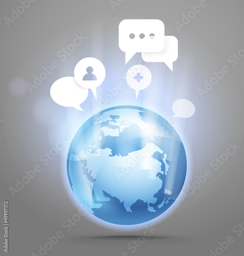 Vector: Abstract global communication scheme on Earth Abstract global communication scheme on Earth