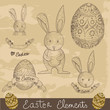 Vintage Happy Easter elements set