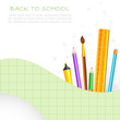 vector illustration of school stationery agsinst graph chart