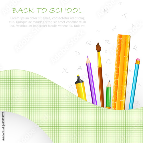 Vector: vector illustration of school stationery agsinst graph chart vector illustration of school stationery agsinst graph chart