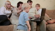Family using laptop at home