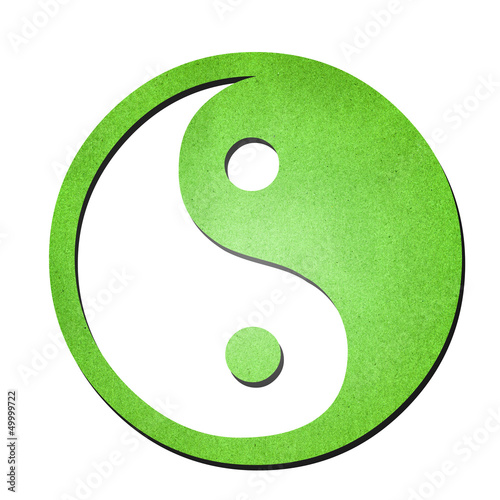Photo: green ying yang symbol paper art on white green ying yang symbol paper art on white