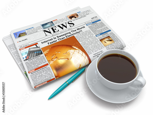 Illustration: Coffee cup with newspaper Coffee cup with newspaper