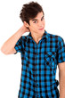 Studio picture of a young and handsome man posing