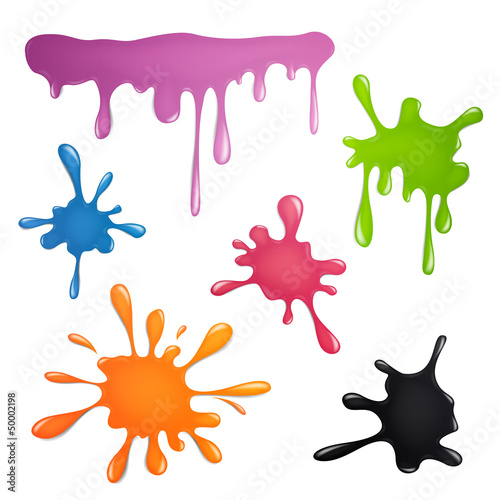 Vector: Vector Illustration of Color Paint Splashes Vector Illustration of Color Paint Splashes