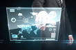 man pushing interface