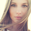 portrait of a beautiful girl closeup. pictures in warm colors