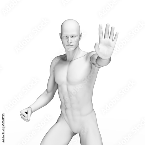 Illustration: 3d rendered illustration of a defending man 3d rendered illustration of a defending man