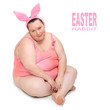 Funny woman with rabbit ears.