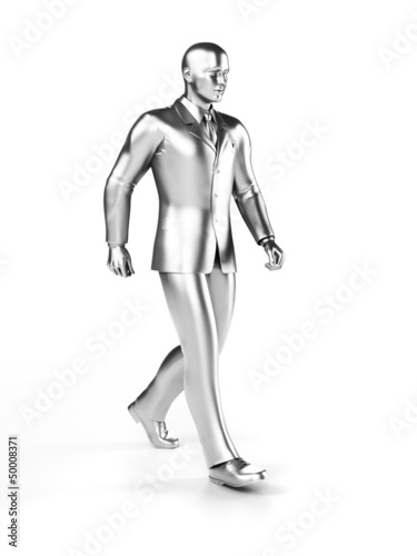 Illustration: 3d rendered illustration of a metallic businessman 3d rendered illustration of a metallic businessman