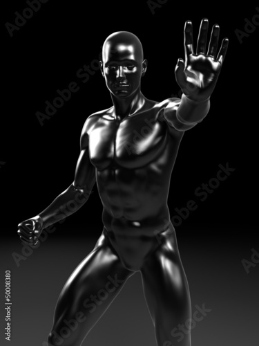 Illustration: 3d rendered illustration of a metal man 3d rendered illustration of a metal man