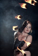 The girl acts with fire