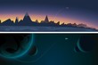 rocket in space. alien  planets