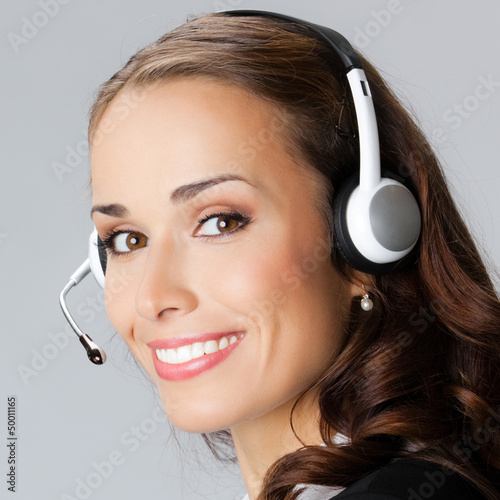 Photo: Support phone operator, over gray Support phone operator, over gray