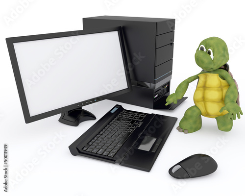 Illustration: tortoise with a computer tortoise with a computer