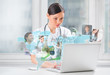 Female medical doctor surfing on web with modern laptop
