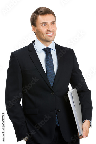 Photo: Business man with folder, on white Business man with folder, on white