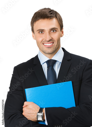 Photo: Business man with folder, on white Business man with folder, on white