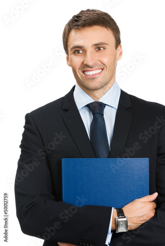 Photo: Business man with folder, on white Business man with folder, on white