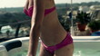 Woman go out of hot tub, slow motion shot at 240fps