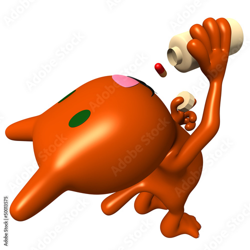 Illustration: View carved cat swallow pill from bottle View carved cat swallow pill from bottle
