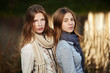 Young girls in an autumn park