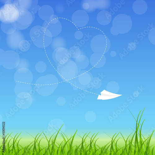 Vector: Sign with paper plane and heart vector illustration Sign with paper plane and heart vector illustration